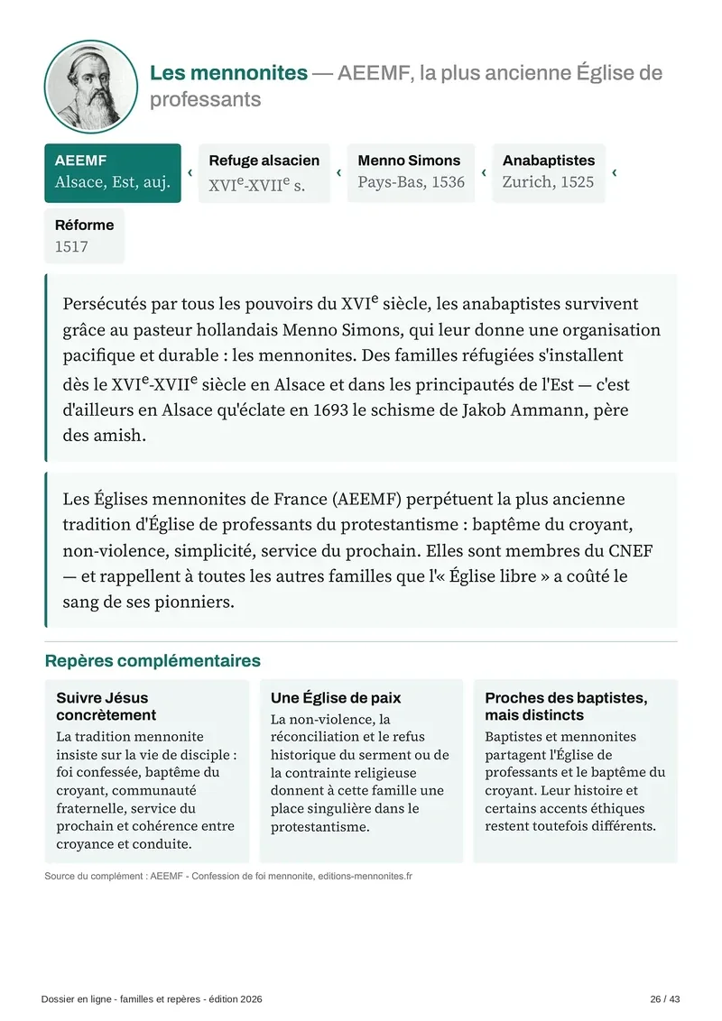 Fiche famille : les mennonites