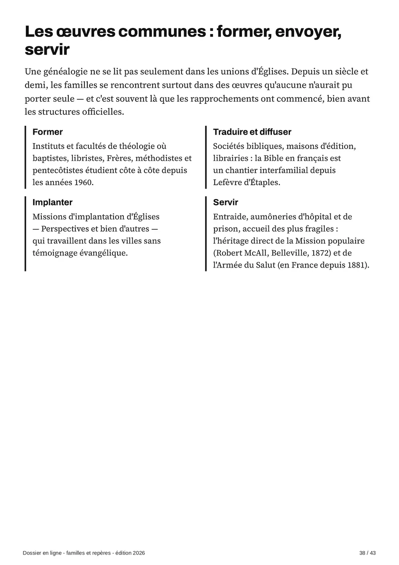 Les œuvres communes : former, envoyer, servir